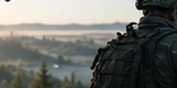 Soldier overlooking a landscape